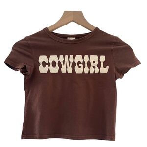Brandy Melville brown cowgirl baby tee